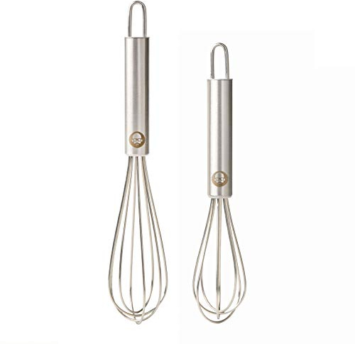 Babish 2-Piece Tiny Whisk Set – 5” & 7” Stainless Steel Mini Whisks for Mixing, Beating & Frothing – Durable Kitchen Utensils for Cooking & Baking