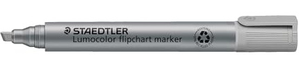STAEDTLER flipchart 356 B-8 - Pennarello Lumocolor grigio, punta a scalpello, ad asciugatura rapida, inodore, non lascia passare la carta, 10 pennarelli flipchart in scatola pieghevole, 356 B-8