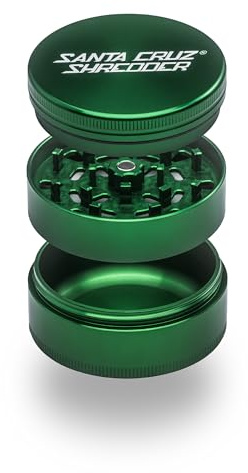 Santa Cruz Shredder Macinino in metallo per erbe aromatiche con parte superiore zigrinata per una presa più forte, 3 pezzi, grande, 6,9 cm, verde