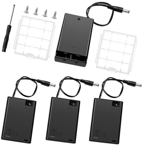 4 st 3 AA Batterihållare med DC-Kontakt, 3x 1.5V 4.5V AA Batterihållare med ON/OFF-Brytare & Lock, med Skruv