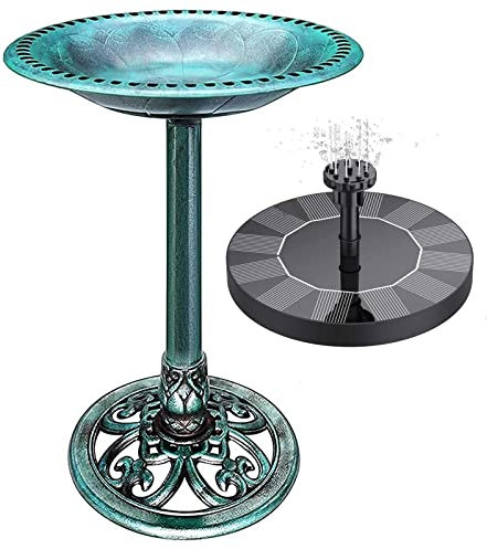 HYQNG Bol de Bain d'oiseaux d'extérieur, décor de mangeoire à Oiseaux sur Pied en résine avec Fontaine Solaire, Bains d'oiseaux de Jardin et Supports, pour Jardin extérieur, décorations de pelouse