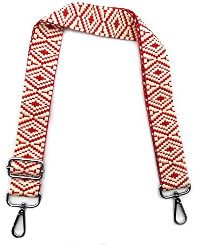 Taschengurte zum Wechseln, Verstellbarer Schultergurt für Taschen mit Silber Karabiner Rot Taschengurt Breit 3.8cm, Stoff Umhängegurt für Taschen, Schulterriemen für Damen Taschen DIY, #9