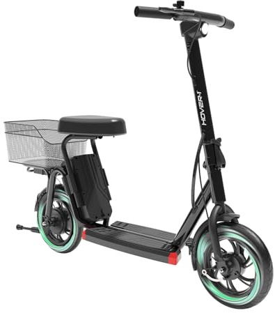 Hover-1 Alpha Cargo Foldable Electric Scooter with 300W Brushless Motor, 16 mph Max Speed, 12” Tires, and 15 Mile Range Commuter Scooter for Adults & Teens