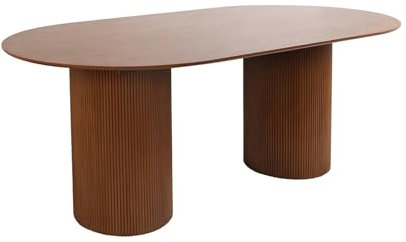 sweeek - Table à Manger oblongue décor Bois sculpté 4-6 Places. Couleur Noyer. 180cm