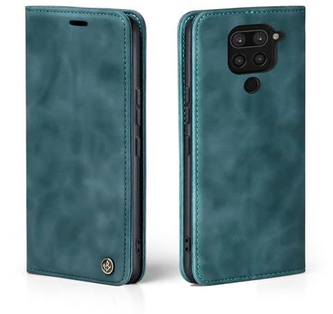LBH Handyhülle für Xiaomi Redmi Note 9 in Petrol Blau mit Karten- und Geldfach Smartphone Hülle mit Standfunktion Flip Case Schutzhülle Magnetverschluss Vintage