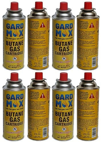 Butane Gas Canisters Suitable for Catering Camping Cooking Heating Outdoor Gas Canister for Portable Cooker Stove Blowtorch Bbq Grill Weed Burner Heater EN417 Bottle Cartridge (8 Butane Gas Cans Only)