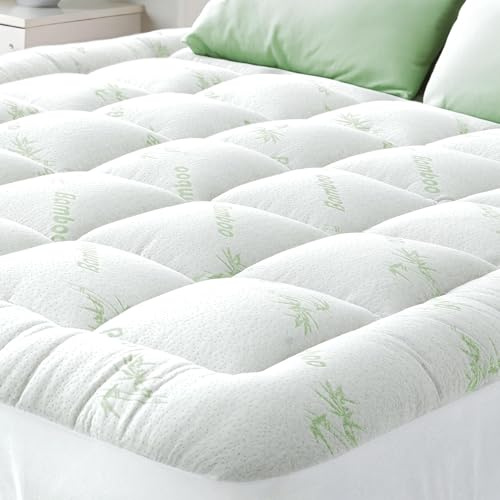 Niagara Bamboo Cooling Mattress Topper Double Bed Size - Thick Cooling Breathable Pillow Top Bed Mattress Pad for Back Pain Relief - Deep Pocket Topper Fits 20-50 cm Mattress (Bamboo, 135x190 cm)