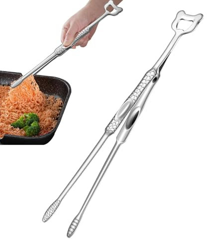 Pinzas para parrilla – Pinzas para parrilla al aire libre – Clip antiadherente de metal con agarre ergonómico, herramienta de servir resistente al calor para girar