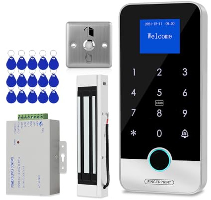 ReaIOKbii Bluetooth Tuya App Zutrittskontrollsystem RFID-Tastatur für Fingerabdrücke 180 kg/350 LB Magnetschloss IC-Schlüsselanhänger Türöffner 13,56 MHz