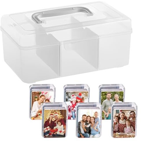 LdawyDE Karteikarten Box, Karteikasten A7, Vokabelkasten mit Durchsichtigen Deckeln Enthält 6 integrierte Aufbewahrungsboxen für bis zu 600 Karten für Lernkarten, Visitenkarten, Notizen Karten