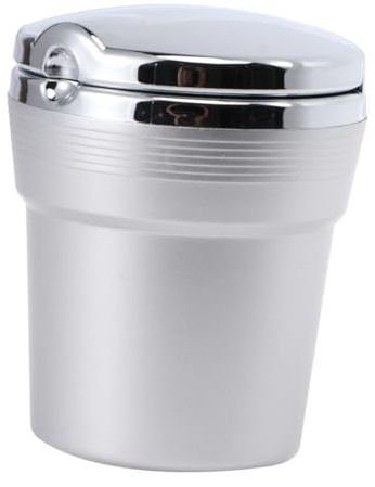 MUCKLILY Cendrier De Voiture Portable Cylindrique Plastique Ignifuge Avec Led Bleue Anti-odeur Compatible Porte-gobelets Auto Et Bureau