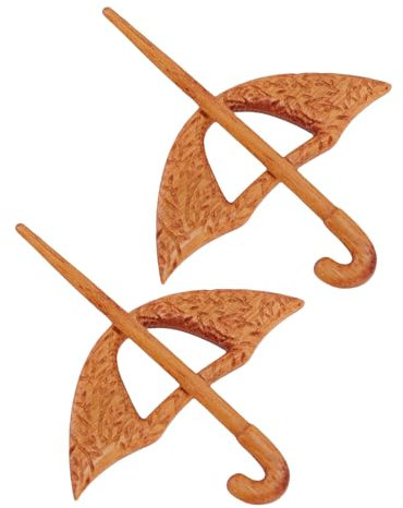 Broche de Broche en Bois, Conception de Parapluie Robuste Mignon, Ensemble de 2 PC, Accessoire de Mode en Bois Fait à la Main, pour les Pulls, les Foulards, les Châles et les