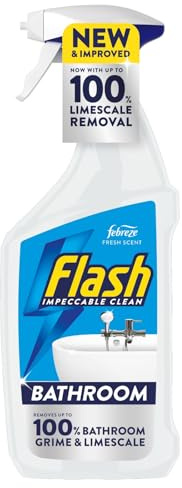Flash Bathroom Cleaning Spray 800ml Powerful Multi Surface Cleaner for Limescale Soap Scum and Bathroom Dirt Fast Acting Spray Leaves Long Lasting Shine Ideal for Tiles Sinks Taps and Showers