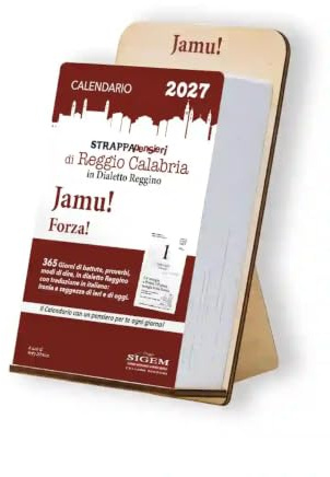 Calendario Strappapensieri 2027 in Dialetto JAMU! di Reggio Calabria, Strappapensieri Giornaliero, Supporto in Legno, Edizione con Proverbi e Modi di Dire Calabresi, Calendario da tavolo
