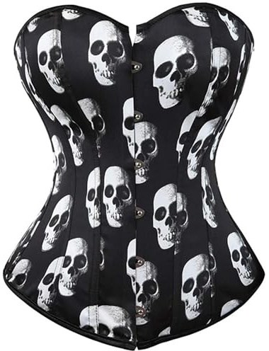 Sonnena Corset Disfraz Mujers Corsé para Vestir Sexy Gotico Lingerie Elegante Grande Taille Bustier con Estampado de Calavera