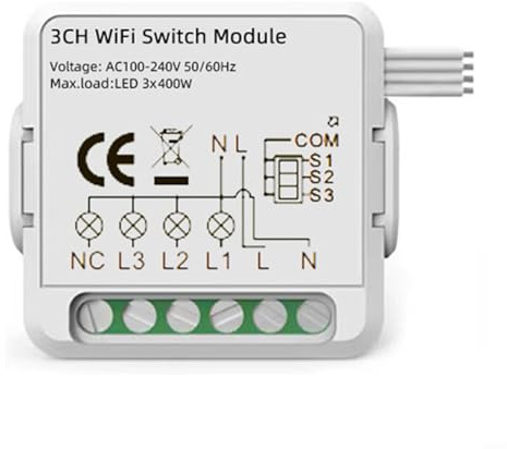 EffiFish Interrupteur intelligent WiFi et pour volet roulant Zigbee pour Tuya, application à distance et commande vocale, réglable pour stores, auvents, rideaux, blanc (route 4)