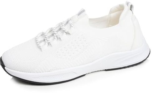Isotoner Sneakers da uomo slip on con lacci, suola a memoria di forma, EU, blu marino scuro, bianco, 43 EU