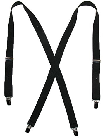 CTM Women's Elastic Clip-End 1 Inch Basic Suspenders, Black