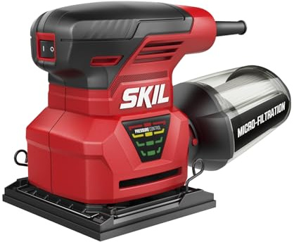 SKIL 7292-02 2.0 Amp 1/4 Sheet Palm Sander with Pressure Control , Red