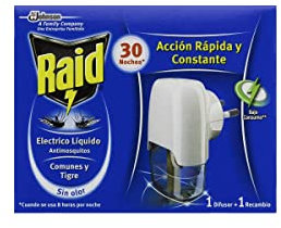 RAID - Insecticida Eléctrico Anti Mosquitos Aparato + Recambio Caja 1 Ud