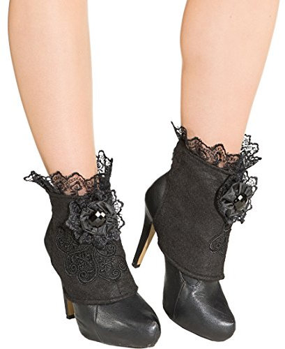 NET TOYS Elegante Stiefelstulpen mit Spitze Gothic Boot Covers Steampunk Schuhstulpen Vampir Shoecovers