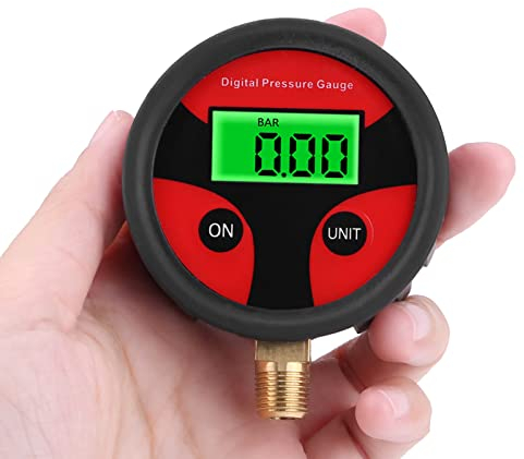 Manometro Pressione Gomme, 0‑200PSI Manometro Digitale per Pressione Pneumatici LCD Misuratore Pressione Pneumatici Professionale per Auto, Camion, Moto, Bici