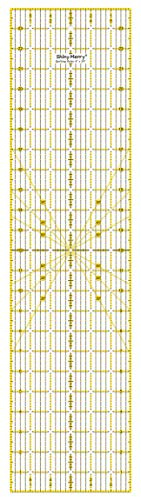 Shiny Merry 6 x 24 inch Transparent Non-Slip Acrylic Quilting Ruler for Precision Cutting, Crafts with Yellow and Black Template Lines