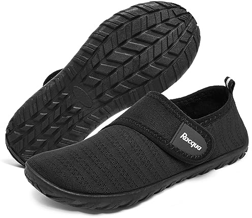 Racqua Kids Water Shoes Boys Girls Quick Dry Barefoot Lightweight Beach Sport Aqua Shoes Swim Pool Walking Surfing Boating Shoes Big Kid Black 4