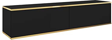 3E 3xE living.com Hängendes TV Schrank - Modernes Design mit Push-to-Open-Funktion. Farbe: SCHWARZ, D: L: 135 cm, H: 30 cm, T: 32 cm. TV Lowboard, TV Board, TV Sideboard Hängend, Wandschrank hängend