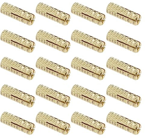 SG Store 20pcs M4 - Pernos de expansión con patrón de presión interna de latón, tacos de anclaje de pared, hardware de fijación enchufable para anclaje en ladrillos sólidos de hormigón