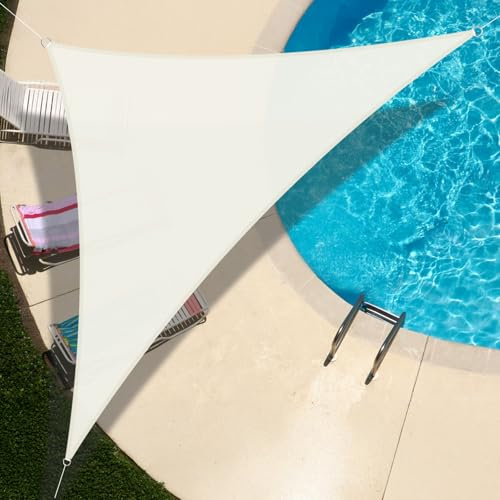 UMI Vela Ombreggiante Impermeabile 3x3x4,25m Triangolare Tenda a Vela Protezione Raggi UV 98% Tenda Parasole per Esterno Giardino Terrazzo - Crema