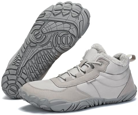 DOBOLIN Barefoot Stivali da Neve Donna Uomo Caldo Antiscivolo Caloroso Inverno All'aperto Escursionismo Scarpe Impermeabile Grigio 42
