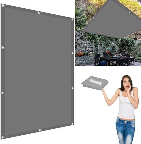 Toldo Vela Rectángulo 3 x 3.7 m Toldo Lateral Impermeable Fácil de Instalar Durable Protección Solar para La En Garden Patio Jardín Balcón, Gris Claro
