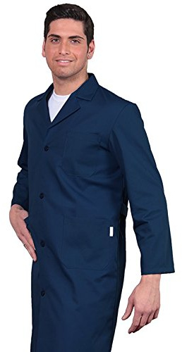 Camici da Lavoro da Uomo in Cotone Pesante, Manica Lunga, per macellai, operai, Meccanici (IT, Testo, M, Regular, Regular, Blu Scuro)