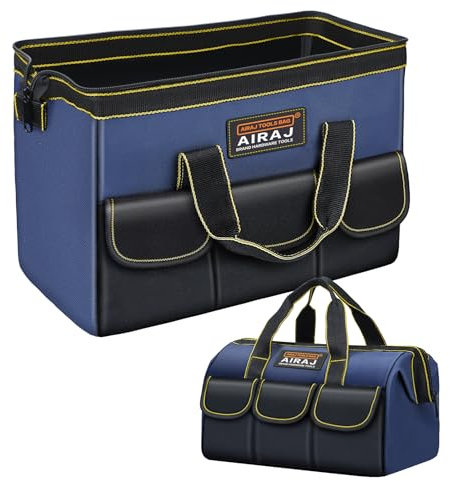 AIRAJ Werkzeugtasche 14 Zoll | Werkzeugtasche Großer Öffnung | Einfacher Zugriff Werkzeuge | Strapazierfähiger 600D Oxford-Gewebe | Werkzeug-Organizer | Verabschieden Unordnung | 33×18×23CM