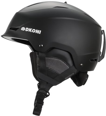 Casco de esquí para adultos, casco de snowboard para hombres, mujeres, jóvenes, certificado para deportes de nieve para esquí, snowboard (negro, mediano: 54-58 cm)