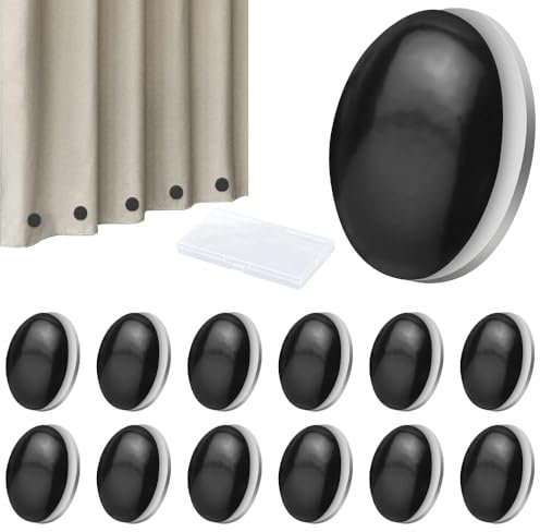 WZHHDM Shower Curtain Weights, 12 Pcs Magnetic Shower Curtain Weights, Outdoor Curtain Liner Magnets for Drapery Tablecloth Flag Outdoor Curtain Liner (Black)