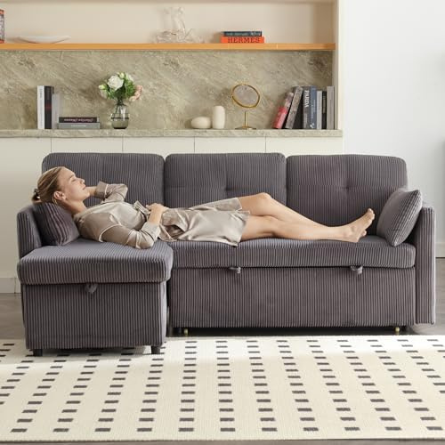 SUKY Divano Multi-Funzionale con Letto di Archiviazione Pull-Out, Sezionale con Seat di Stoccaggio, Chaise Longue Interchangeable Modulare ad Angolo