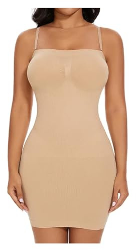 DUNSBY Robes Sculptantes Femme Robe Moulante Sexy à Enfiler for Femme, épaules dénudées, Moulante, sans Bretelles, sous-vêtement de Compression Lisse, Amincissant, Taille(Nude,3XL)