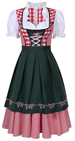 Femme Robe Dirndl de Bavière Oktoberfest Set Dirndl Blouse et Tablier Allemande Bavarois Dirndl Midi Traditionelle Grande Taille Costume Festival Vêtements Party Déguisement