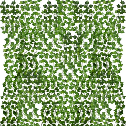 DASHUHUACAO 72 Leaves Artificial Ivy Vine, 30 Pack 7.2Ft Fake Hanging Plants for Indoor Outdoor Wall Decor, Nearly Realistic Greenery for Wedding Party Porch Garden Patio Balcony Room Home Decoration