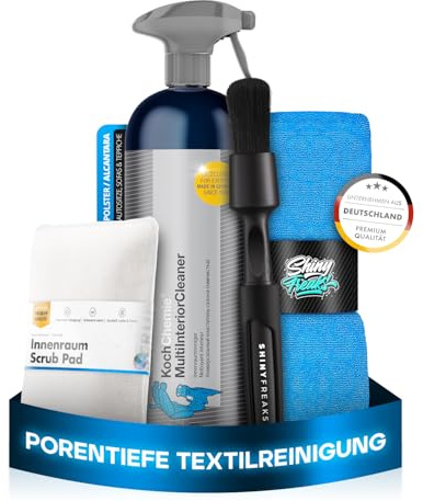 Koch Chemie Multi Interior Cleaner (750ml) Innenraumreiniger + Scrub Pad + Shiny Freaks Pinsel + Mikrofasertuch - Auto Innenraum Reiniger, Kunststoff, Polster, Leder, Cockpitpflege, Auto Reinigungsset
