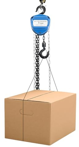 Manual Chain Hoist, 1T Steel Chain Block Hand with 2 360° Rotating Hooks Heavy Duty Chain Hoist, Chain Length 4m, for Garage Factory Dock Transportation Construction Sites