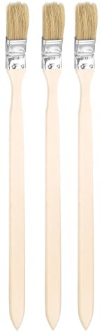 QUARKZMAN 3 Pezzi Pennello Curvo Per Radiatore Larghezza 1 Pennelli Da Parete A Setole Morbide Con Lungo Manico In Legno Per Pittura Arte Piatta Mobili Armadi Recinzioni Marrone