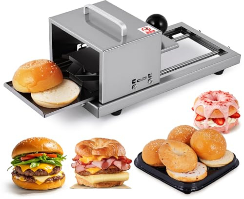BAOSHISHAN Cortadora de panecillos para hamburguesas | Máquina porcionadora de pan y bagels, altura de corte regulable en 4 niveles
