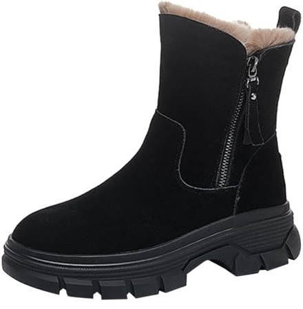 Generisk kvinnors vår och höst vinter fashionabel tjock sammet dragkedja mellanrör platt icke-tjocka bomullsskor mitten tub skor dam högklackade skor