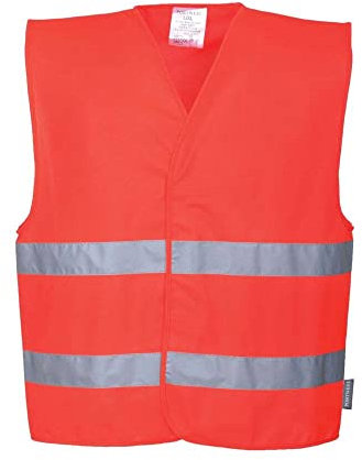 Portwest Chaleco Con Dos Bandas, Tamaño: S/M, Color: Rojo, C474RERS/M