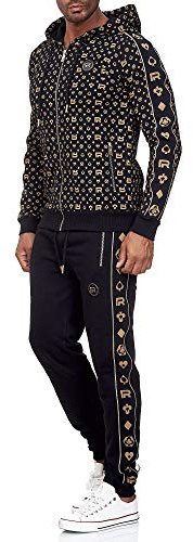 Redbridge Joggingdräkt för män, joggingset, sweatjacka, sweatbyxor, kombi allover premium, svart, XXL