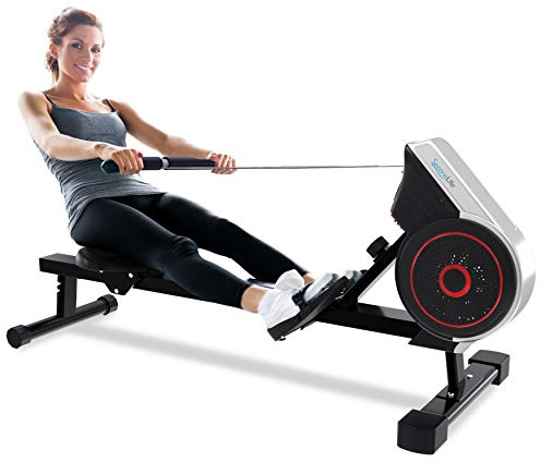 SereneLife Air & Magnetic Rowing Machine - Measures Time, Distance, Stride, Calories - For Gym or Home Cardio Workout
