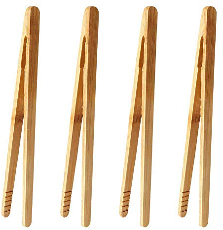 yosemite 4 pinzas de bambú para tostadora, ensalada, pastel, té, pinzas, herramienta de cocción, suministros de panadería 4pcs